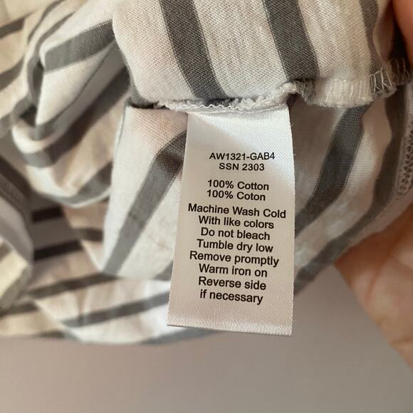 ATM Anthony Thomas Melillo Gray White Stripe Cropped T-Shirt Cotton size Small - Picture 8 of 8